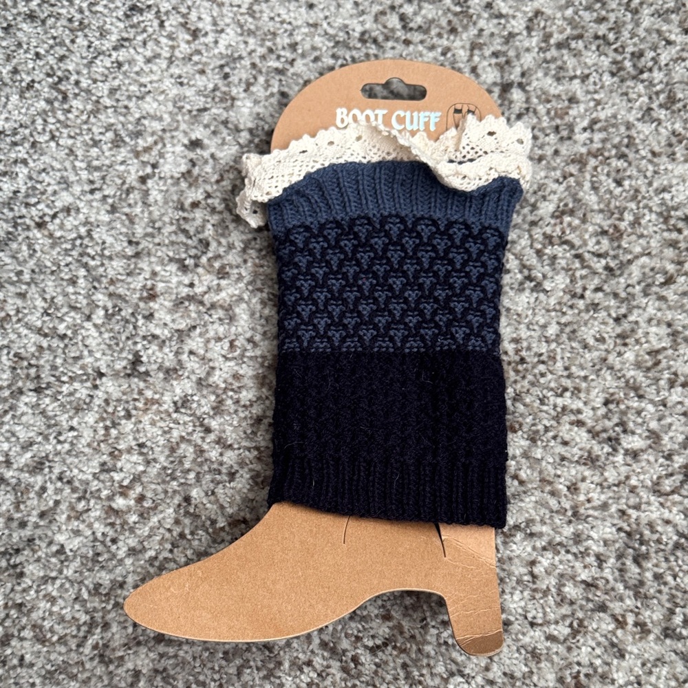 Navy and Cream Boot Cuffs